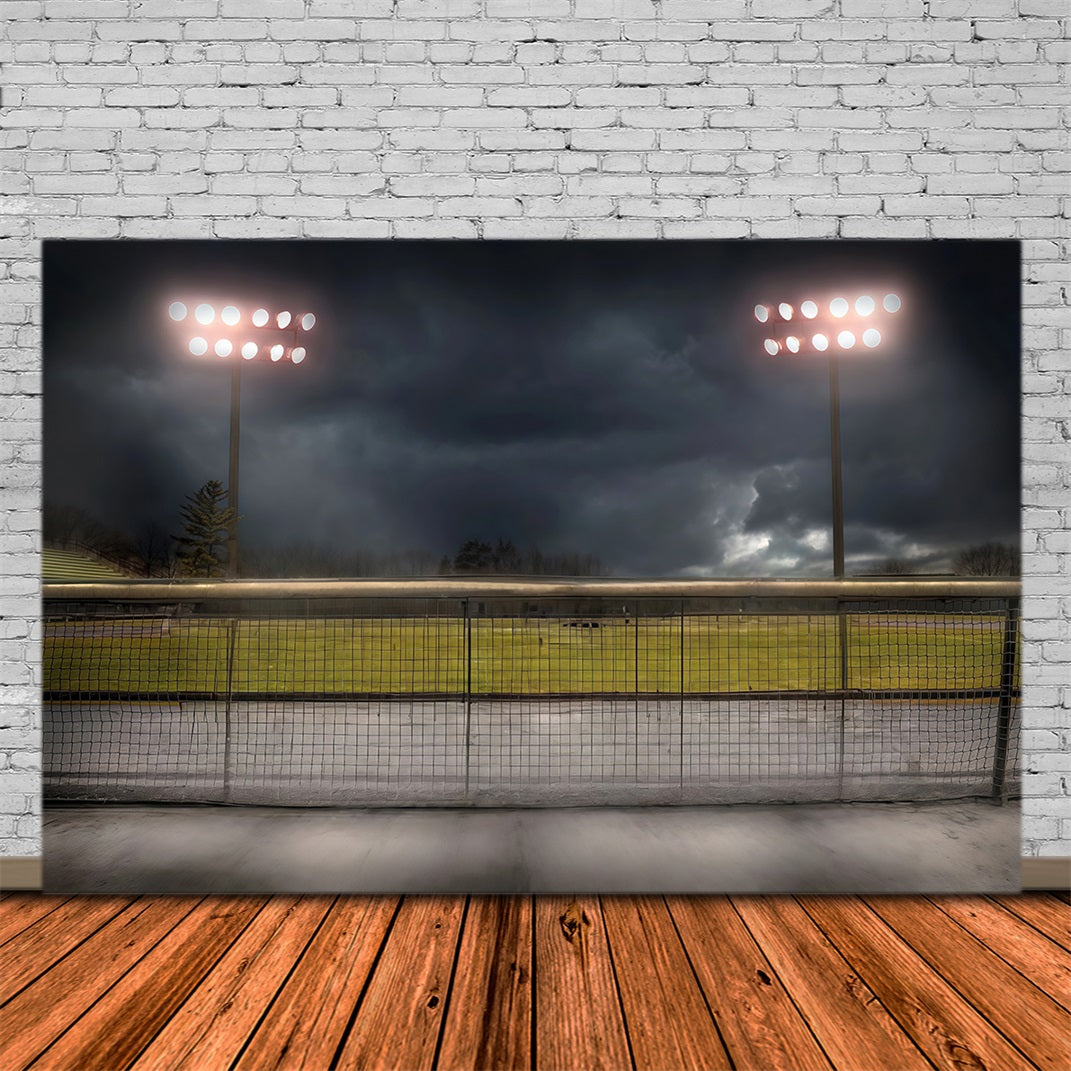 Football Field Backdrop Stadium Lights Dark Sky Sports Backdrop MRR9-32