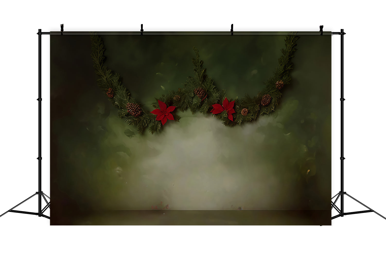Vintage Backdrop Christmas Garland Pinecones Vintage Photo Backdrop MRR9-33