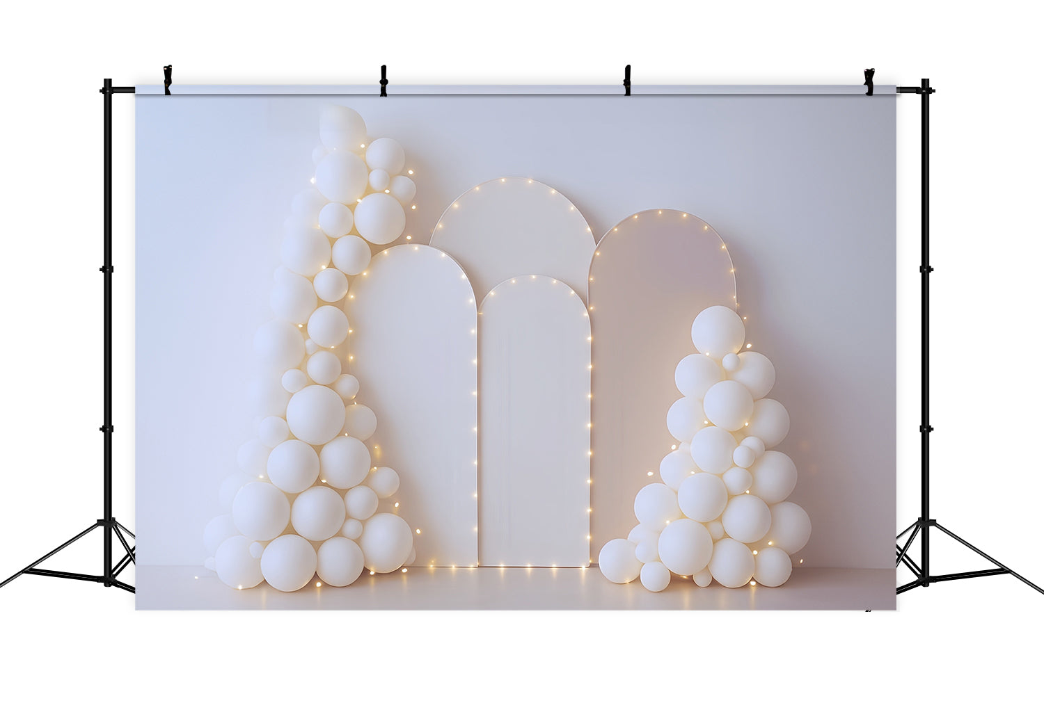 Cake Smash Backdrop Minimalist White Balloon Arches Birthday Backdrop MRR9-36