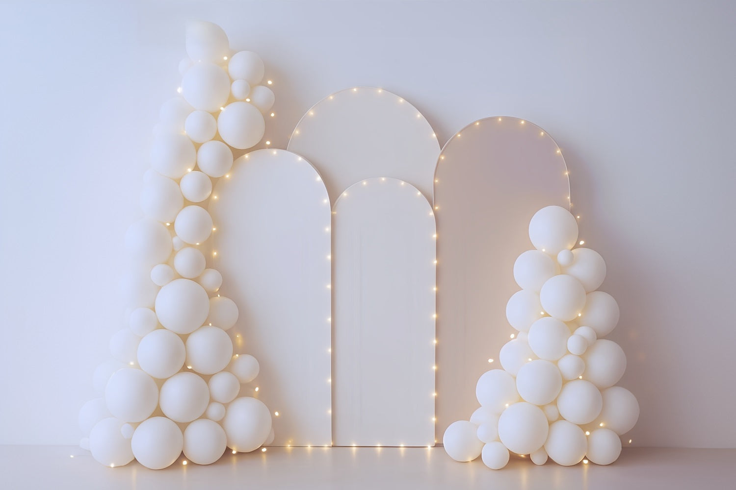 Cake Smash Backdrop Minimalist White Balloon Arches Birthday Backdrop MRR9-36