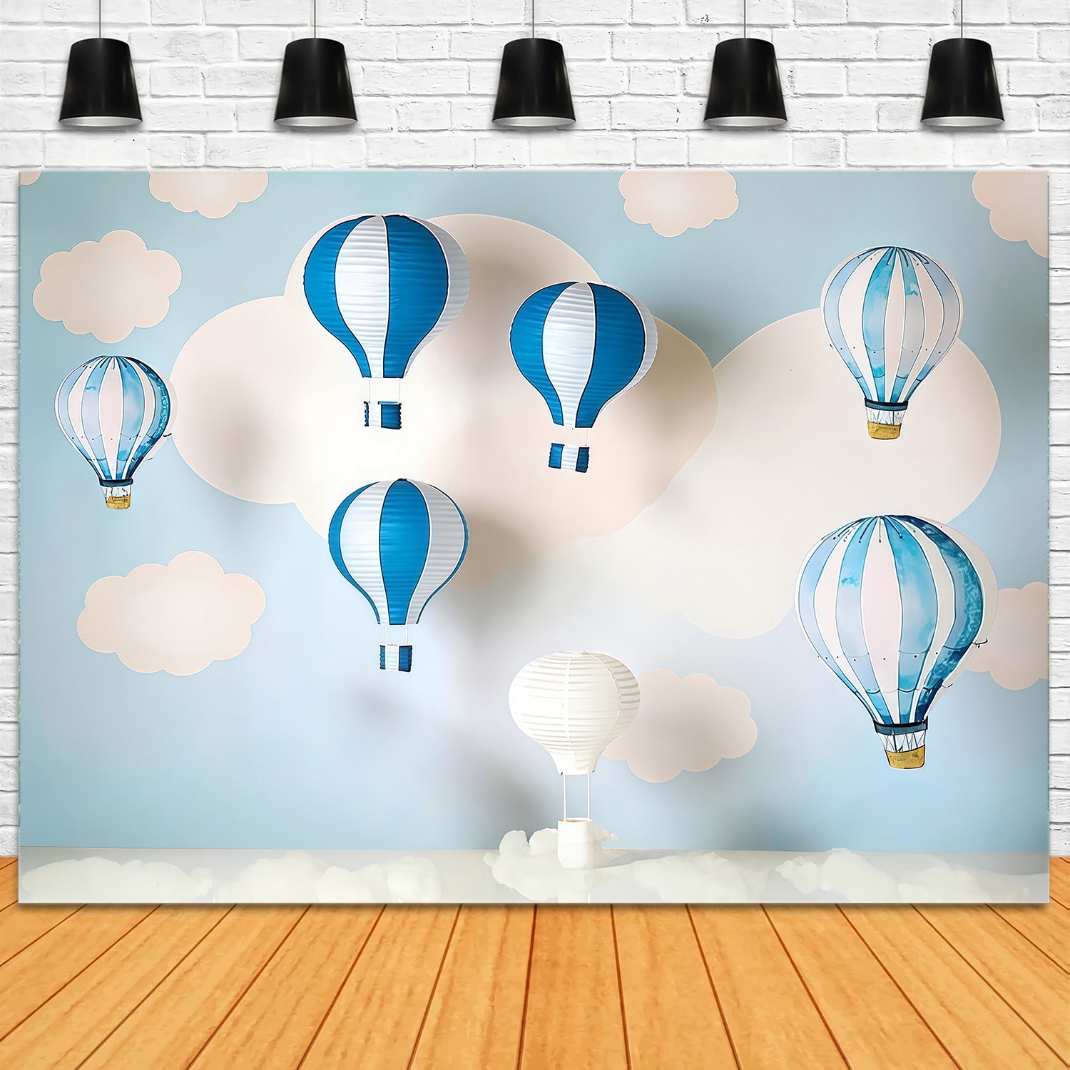 Newborn Backdrop Blue Cloud Hot Air Balloons Kids Photo Backdrop MRR9-47