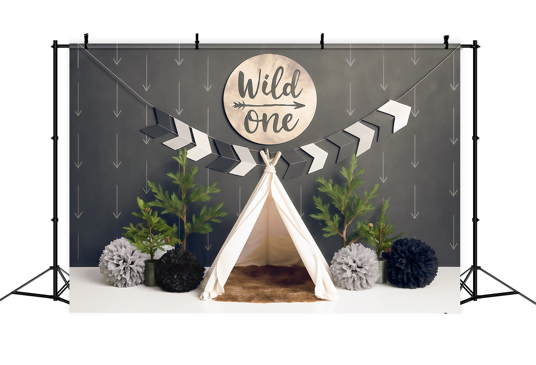 1st Birthday Backdrop Wild One Teepee Adventure Setup Cake Smash Backdrop MRR9-5