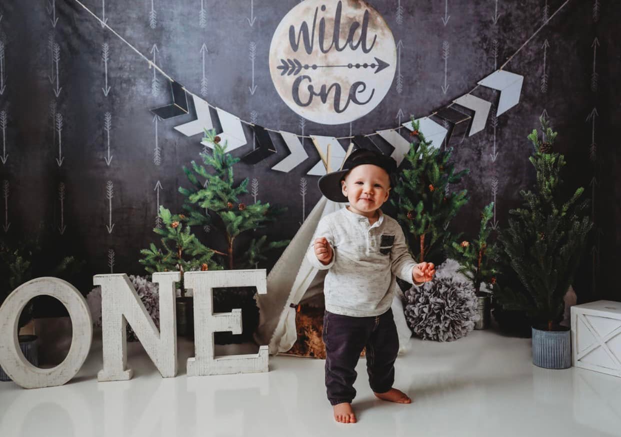 1st Birthday Backdrop Wild One Teepee Adventure Setup Cake Smash Backdrop MRR9-5