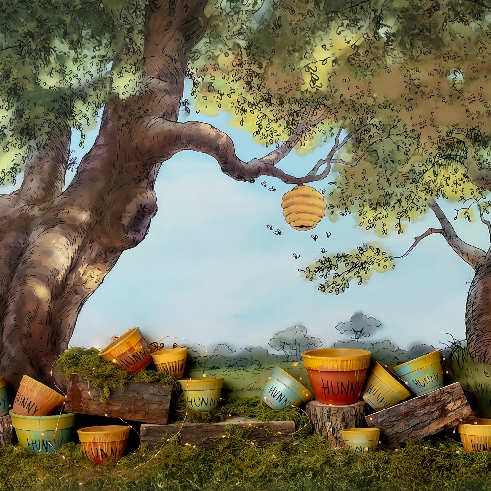 Newborn Cute Backdrop Honey Tree Buckets Backdrop Kids Backdrop MRR9-50