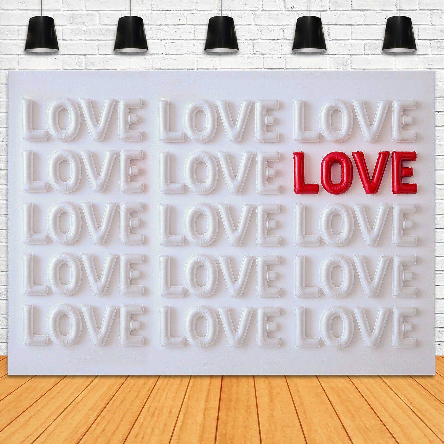 Valentine Backdrop White Red Love Letters Backdrop Valentine's Day Backdrop MRR9-53