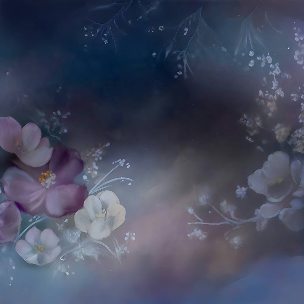 Artistic Backdrop Dark Dreamy Floral Watercolor Design Fine Art Backdrops MRR9-56