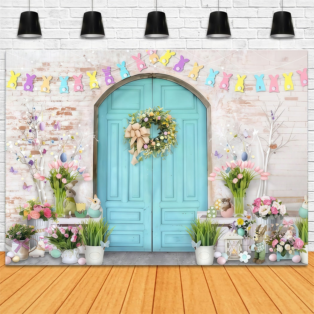 Easter Bunny Backdrop Pastel Bunny Easter Doorway Decor Easter Backdrop MRR9-7