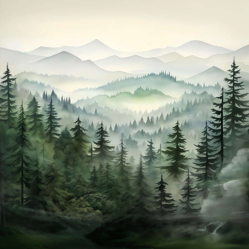 Forest Backdrop Forest Mountain Mist Layers Forest Photography Backdrop MRR9-74