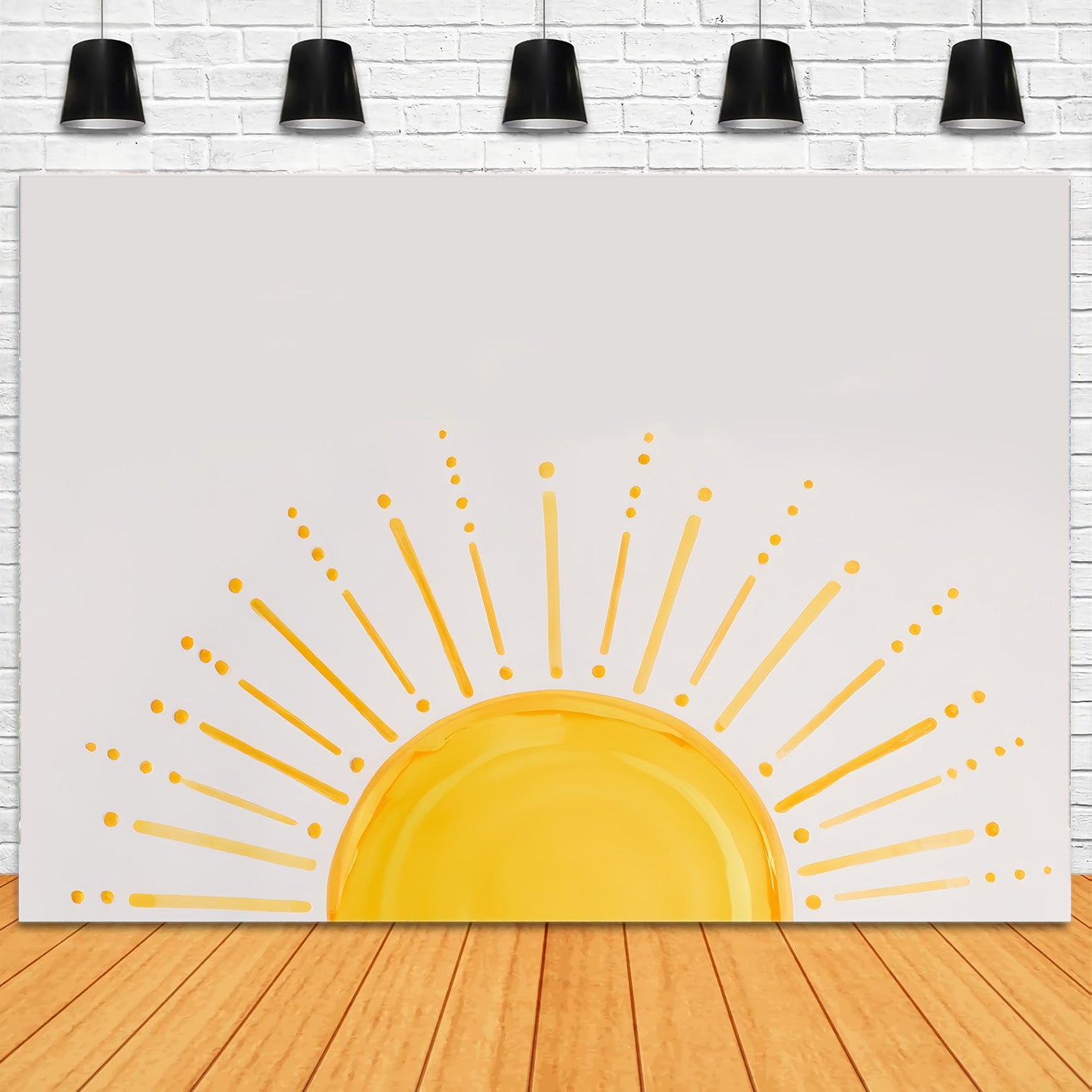 Children Backdrops Minimalist Yellow Sun Rays Kids Photo Backdrop MRR9-75