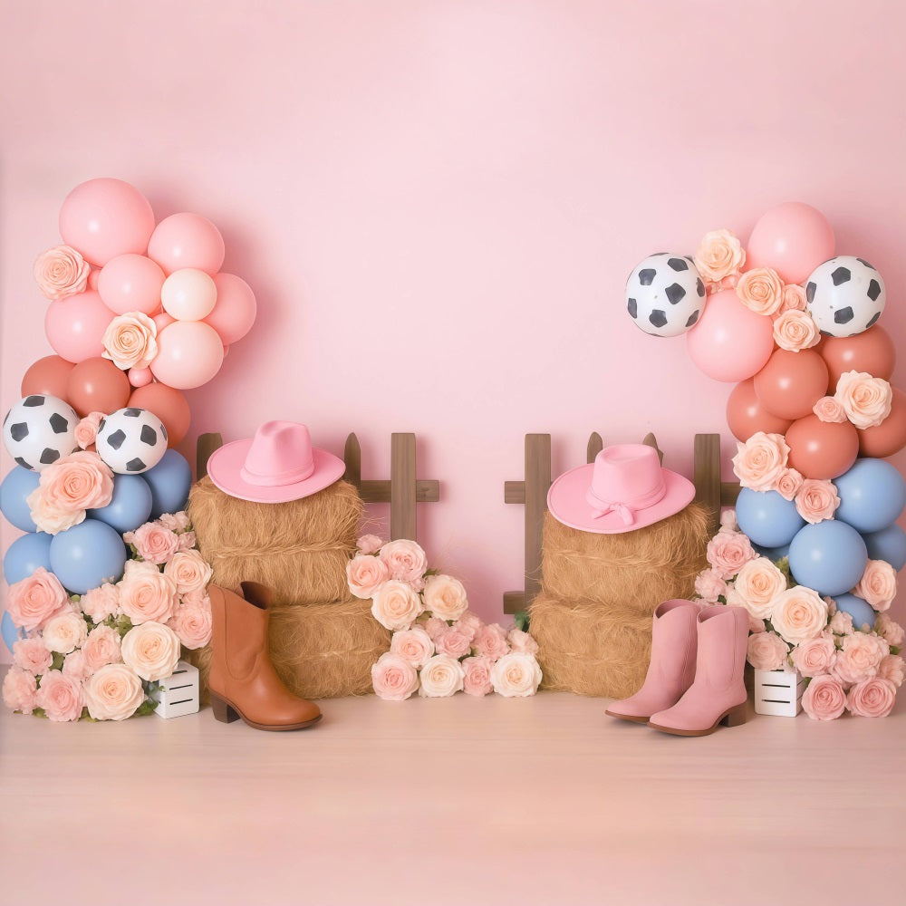 Cowgirl Backdrop Ideas Cowgirl Boots Flower Balloons Children Backdrops MRR9-79