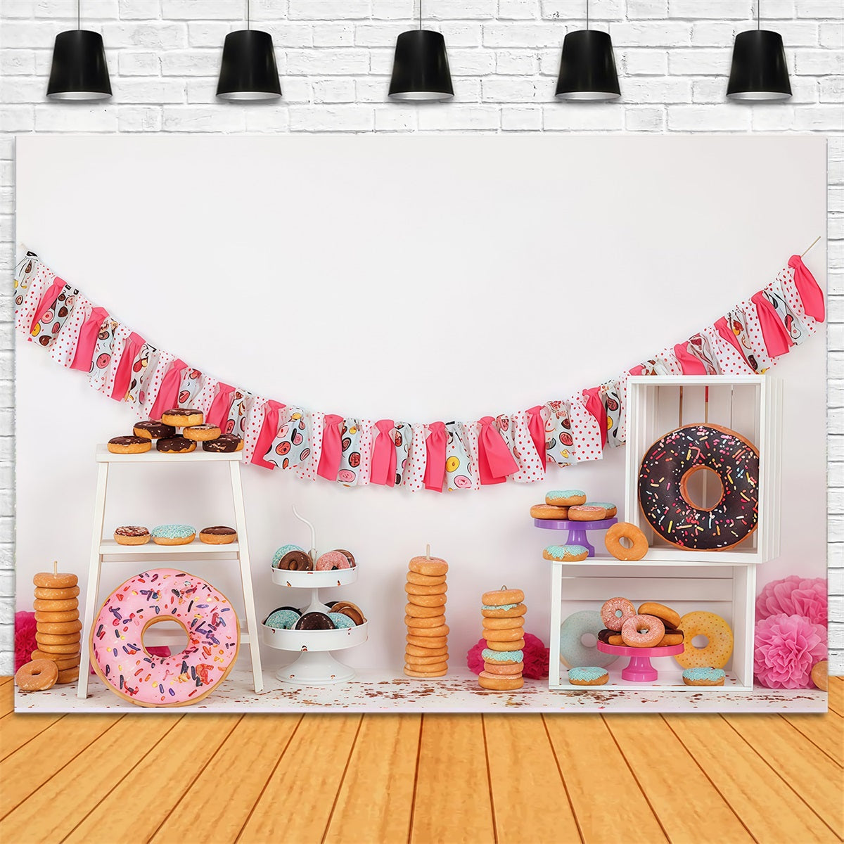 Cake Smash Backdrop Colorful Donut Dessert Party Setup Birthday Photo Backdrop MRR9-8