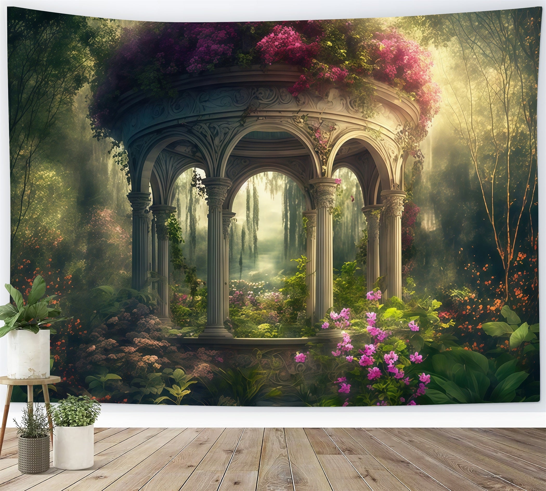 Fine Art Backdrops Enchanted Garden Stone Pavilion Artistic Backdrop MRR9-89