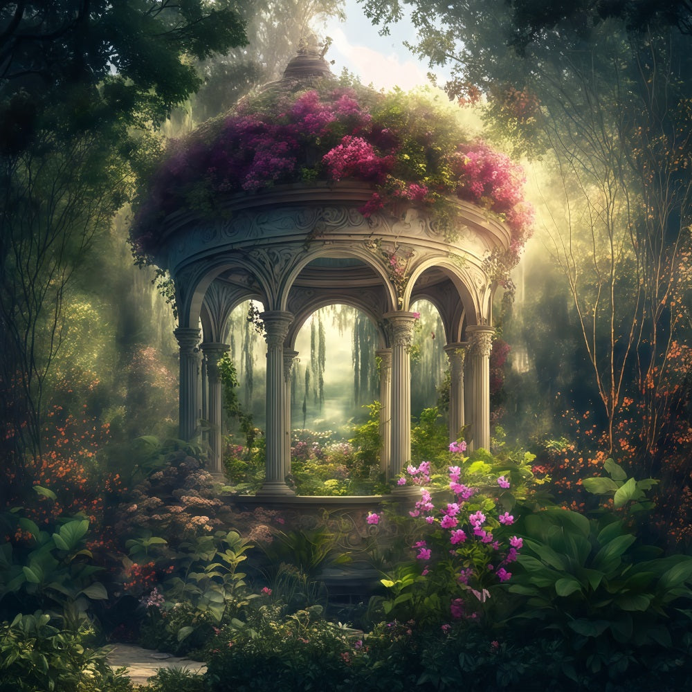 Fine Art Backdrops Enchanted Garden Stone Pavilion Artistic Backdrop MRR9-89