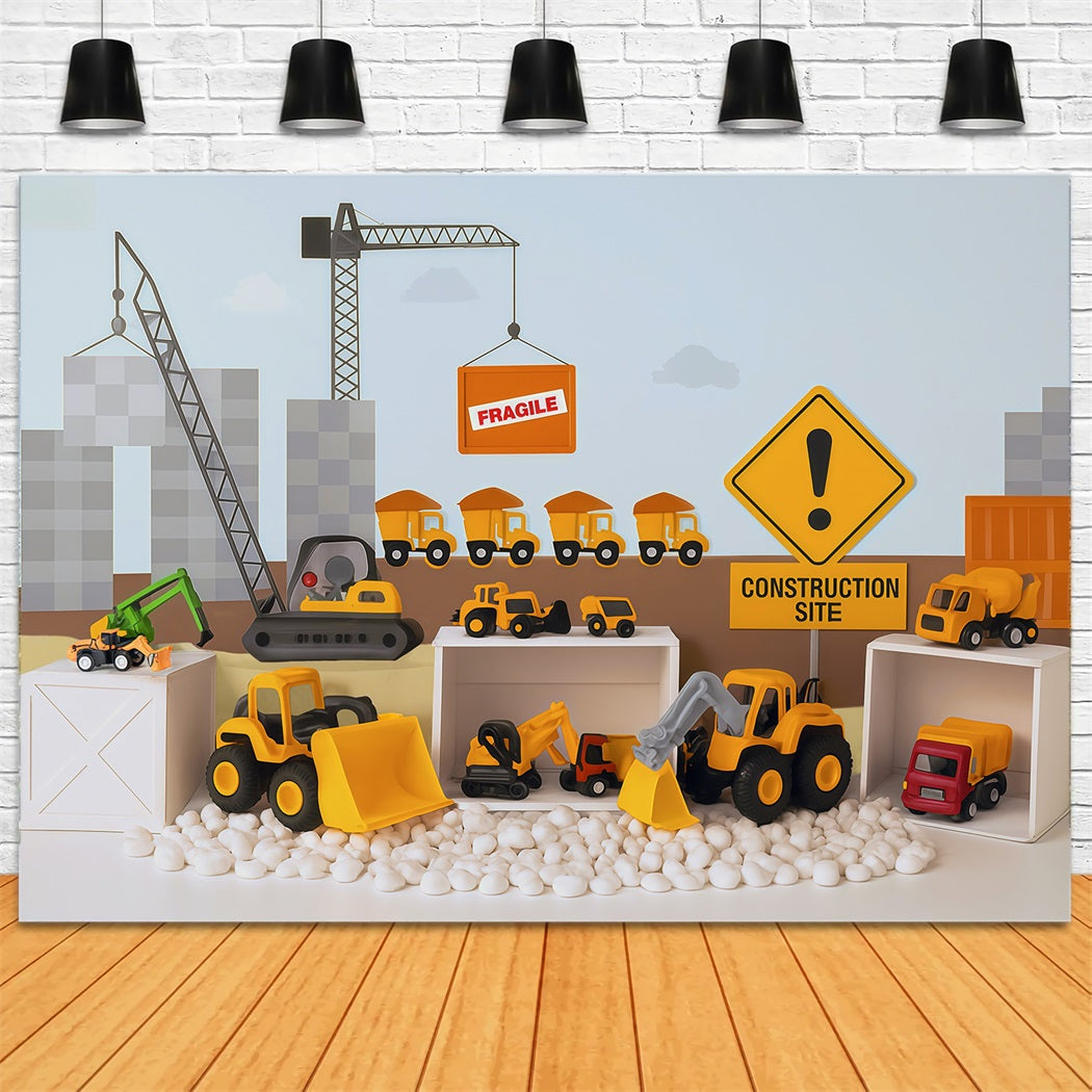Kids Photo Backdrop Construction Trucks Toy Display Newborn Backdrop MRR9-9