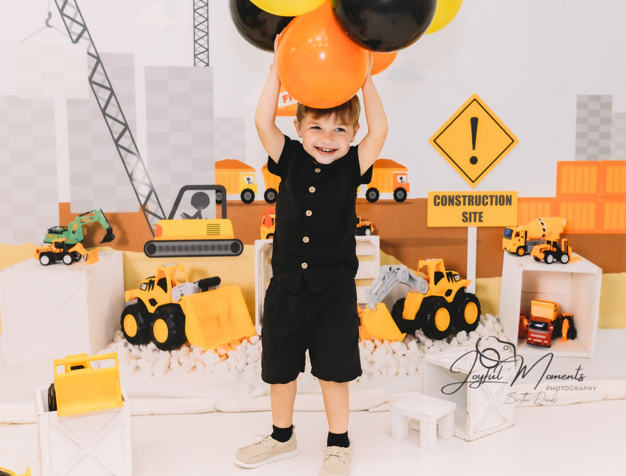 Kids Photo Backdrop Construction Trucks Toy Display Newborn Backdrop MRR9-9