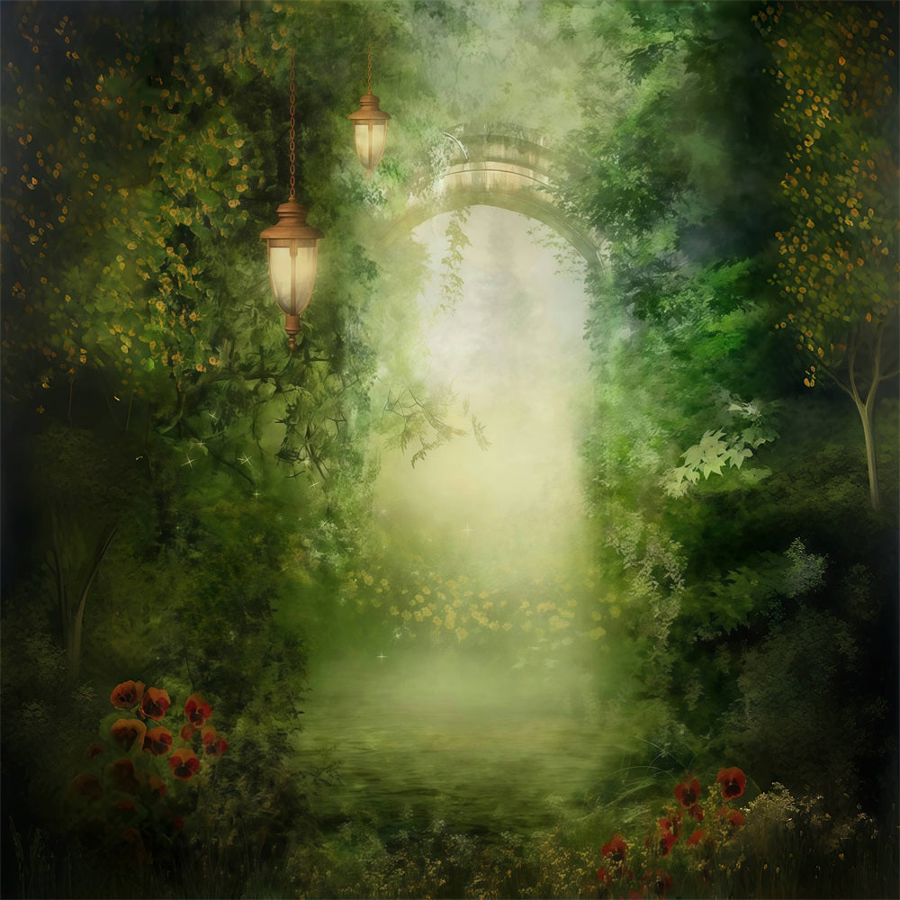 Enchanted Forest Backdrop Magical Misty Arch Lanterns Forest Backdrop MRR9-94