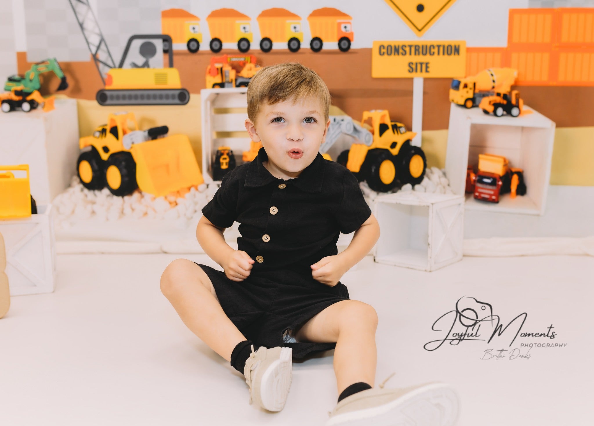 Kids Photo Backdrop Construction Trucks Toy Display Newborn Backdrop MRR9-9