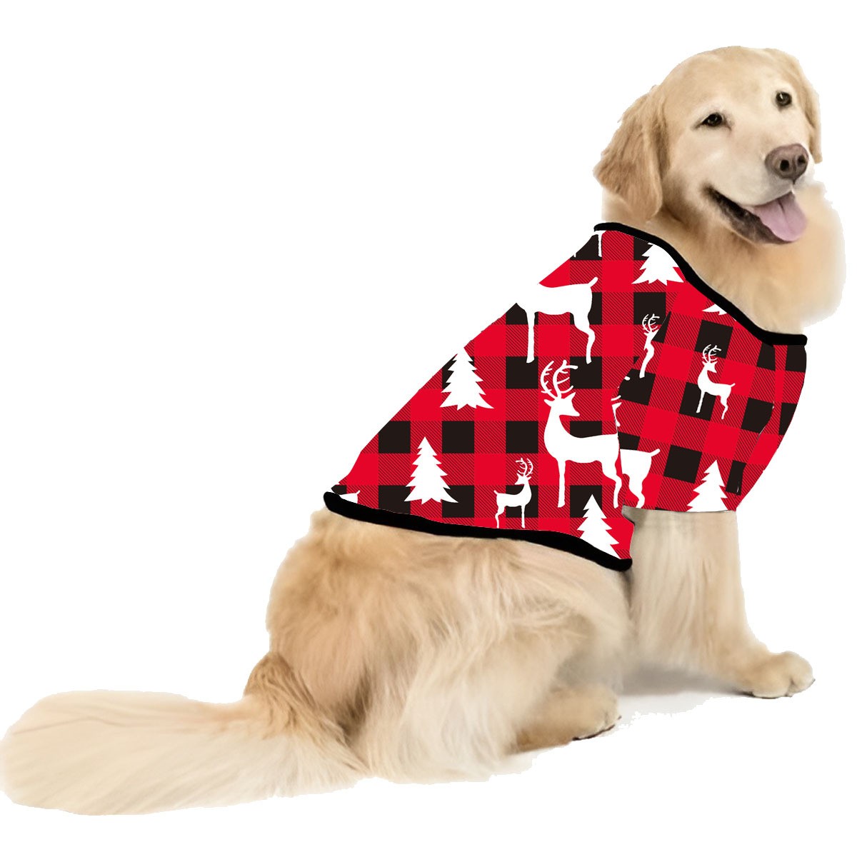 Red Plaid Christmas Pajamas Buffalo Plaid Reindeer Print Christmas Long Sleeve Pajamas CHP-80