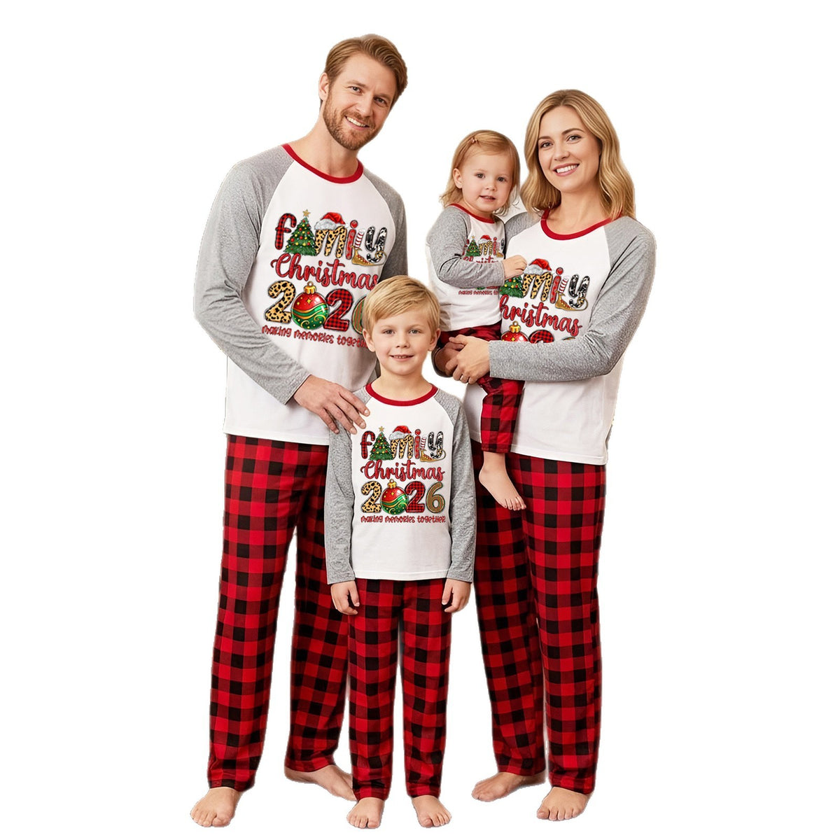 Christmas Pajamas Colorful Ornament Letter Print Matching Family Photo Outfit Christmas Sleepwear CHP-112