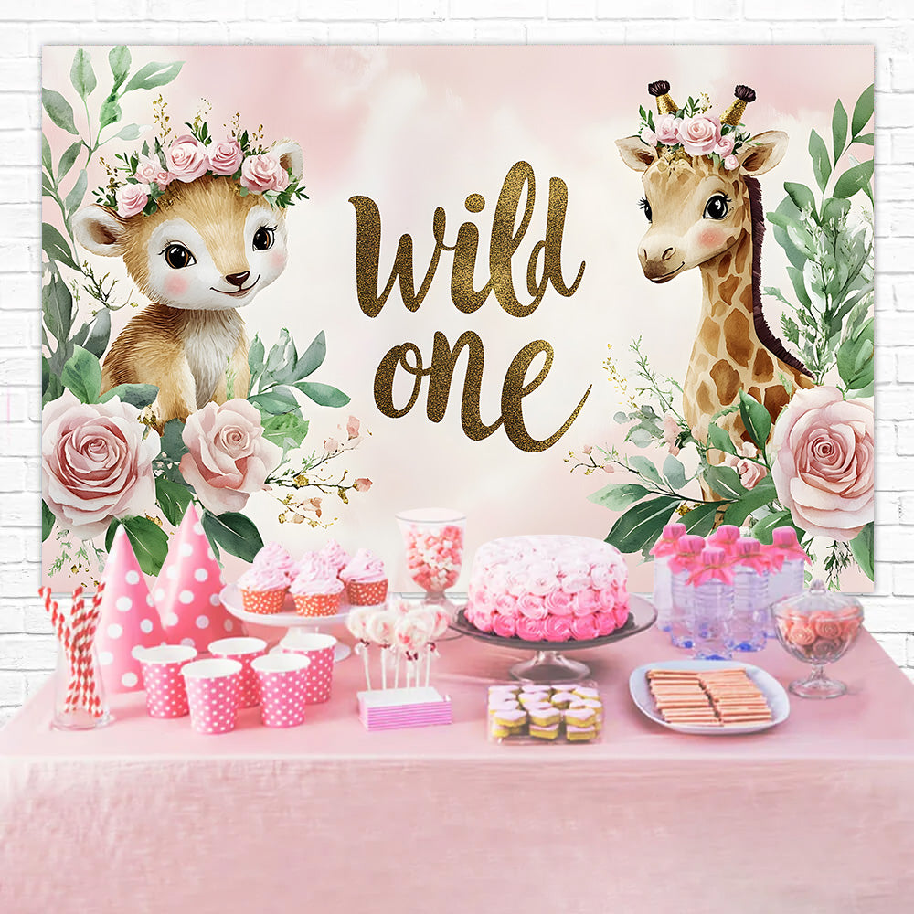 Custom Birthday Backdrop Cute Animals Floral Party Backdrop RR1-37