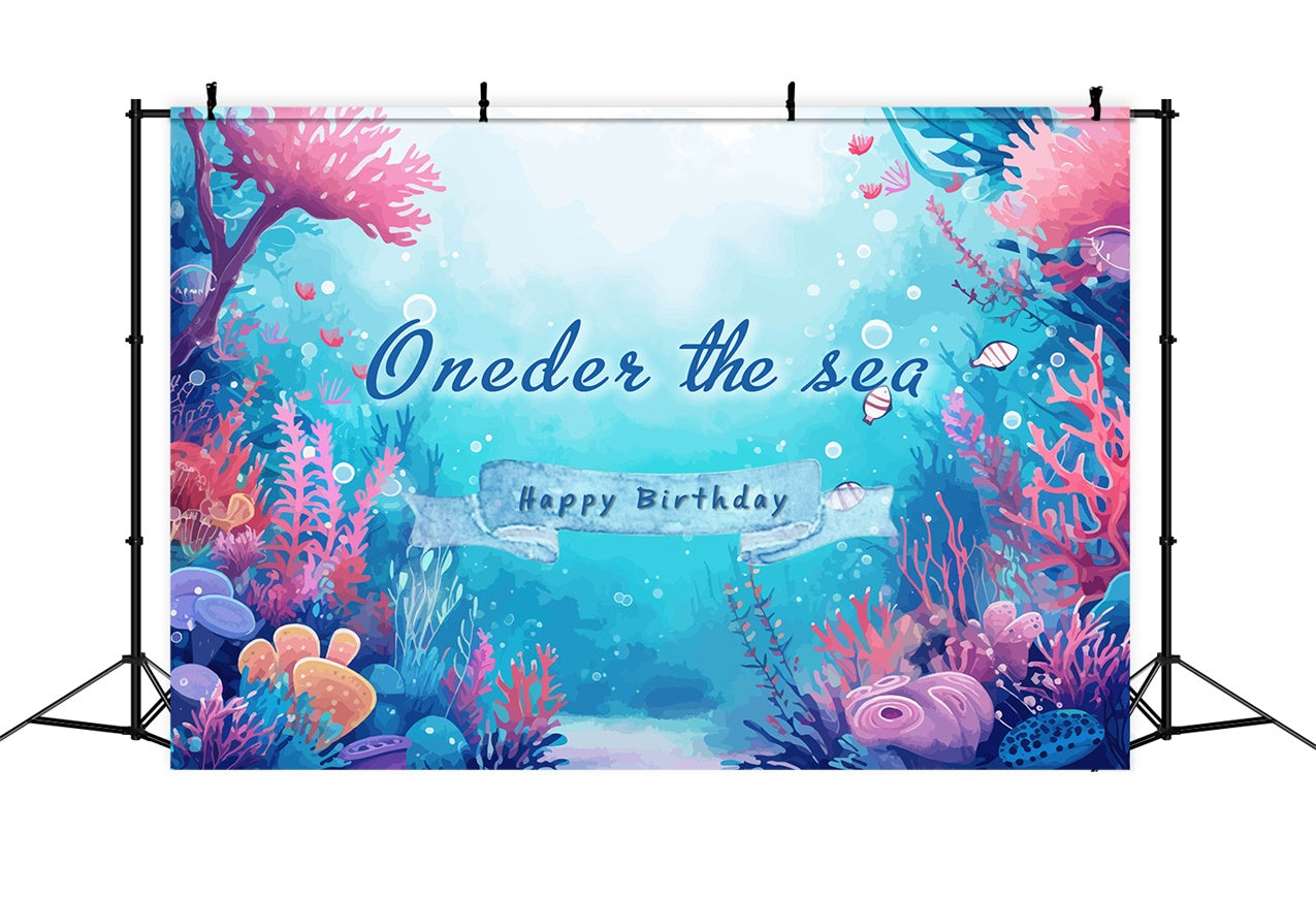 Personalized Birthday Backdrop Vibrant Underwater Coral Backdrop RR1-42