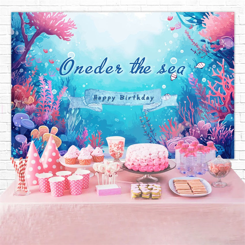 Personalized Birthday Backdrop Vibrant Underwater Coral Backdrop RR1-42