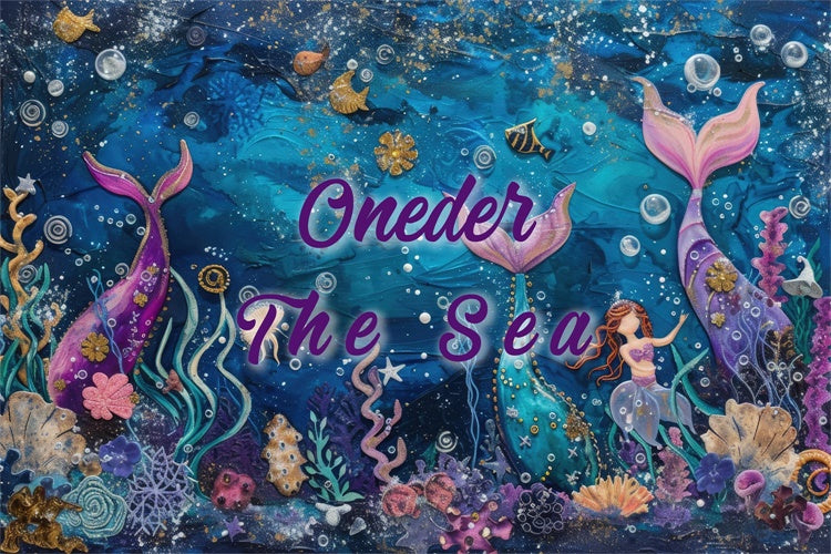 Personalized Birthday Photo Backdrop Colorful Coral Mermaid Backdrop RR1-43