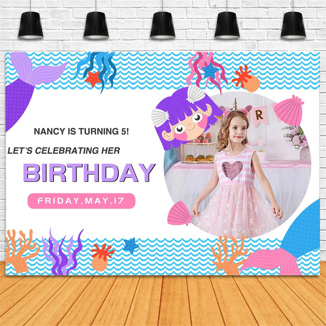 Personalized Backdrop For Birthday Vibrant Mermaid Ocean Backdrop RR1-44