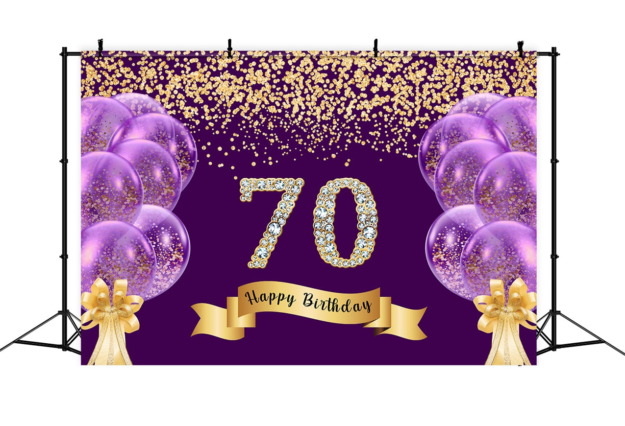 Custom Birthday Backdrop Glitter Balloons Happy 70th Backdrop RR1-50