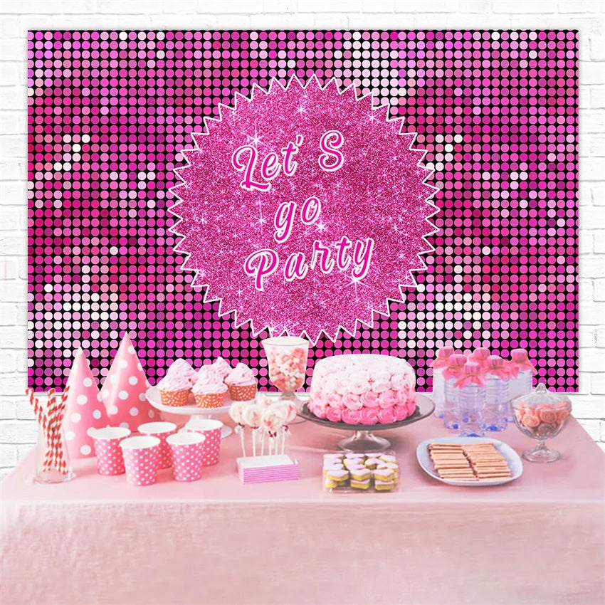 Personalized Backdrop For Birthday Glitzy Pink Sequin Backdrop RR1-55