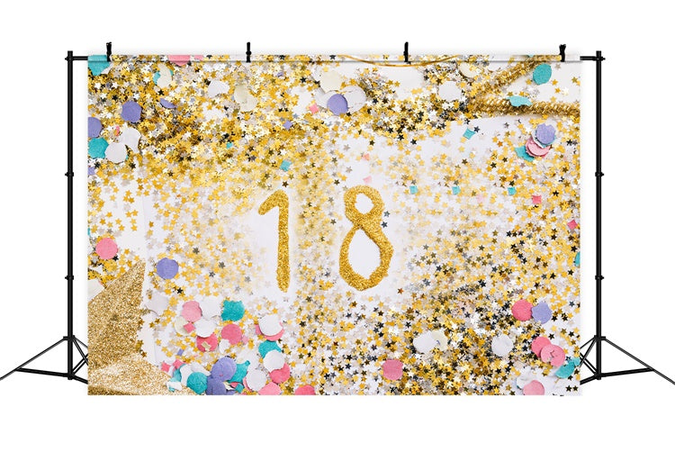 Personalized Birthday Backdrop Gold Confetti Glamorous 18th Backdrop RR1-63
