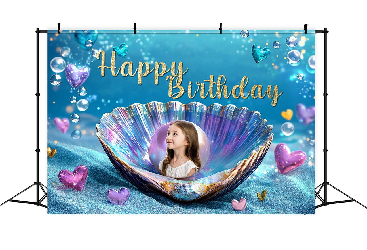Custom Birthday Backdrop Dreamy Mermaid Pearl Birthday Backdrop RR1-66