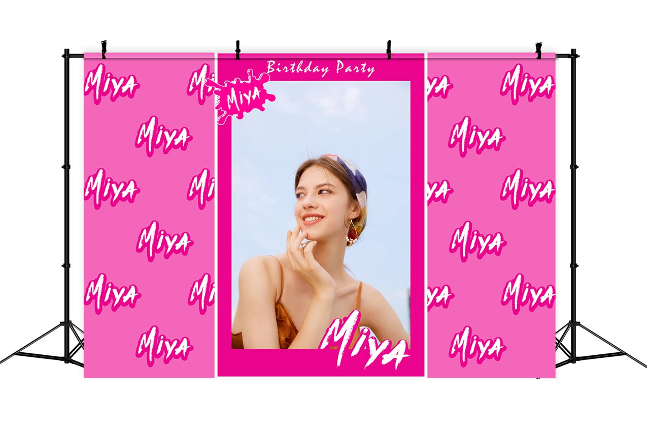 Happy Birthday Backdrop Minimalist Pink Personalized Backdrop RR1-7