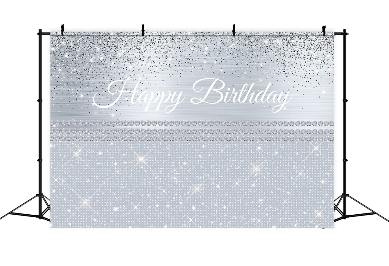 Personalized Birthday Backdrops Silver Glitter Sparkle Backdrop RR12-16