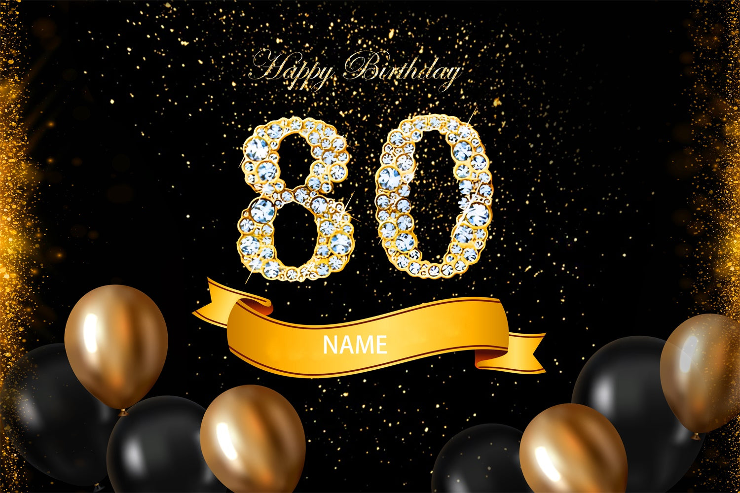 Custom Gold Sparkle Birthday Banner – Personalised Photo Backdrop – British Made Gifts