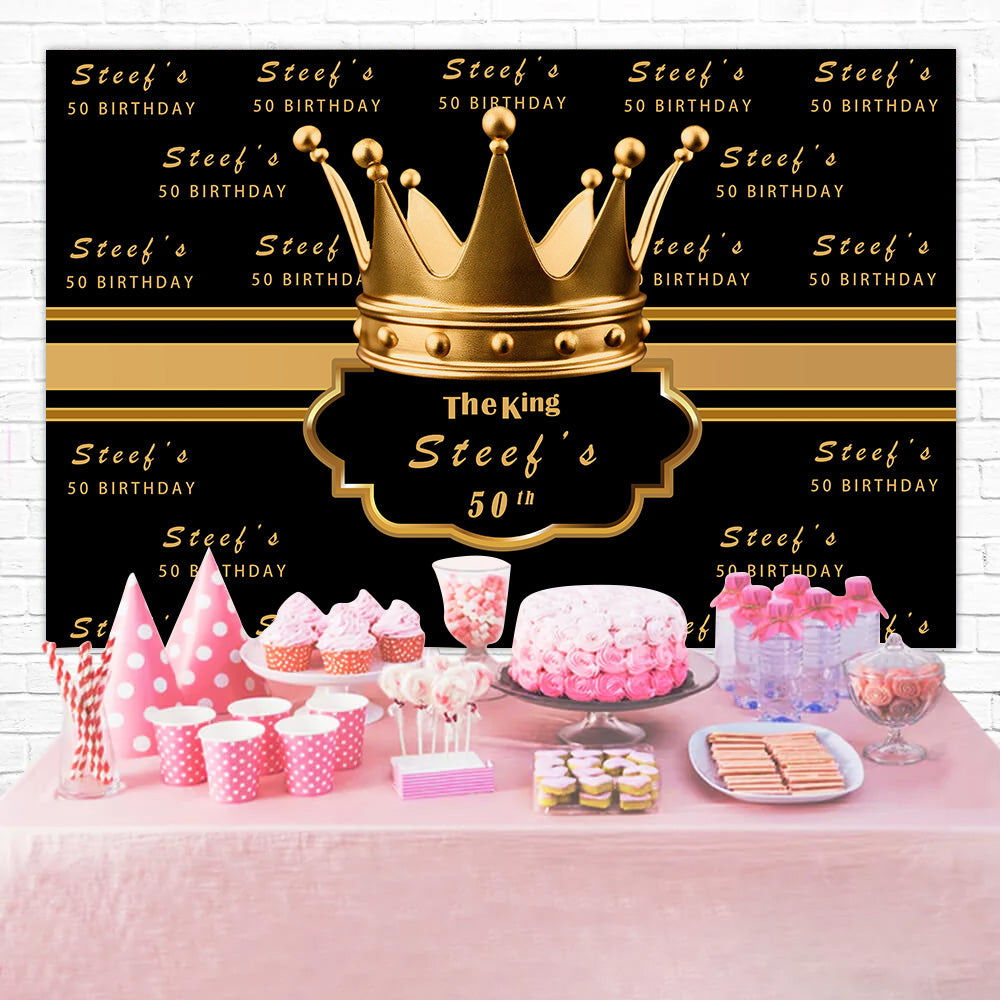 Customized Birthday Backdrop Black Gold Luxury Party Backdrop RR12-31
