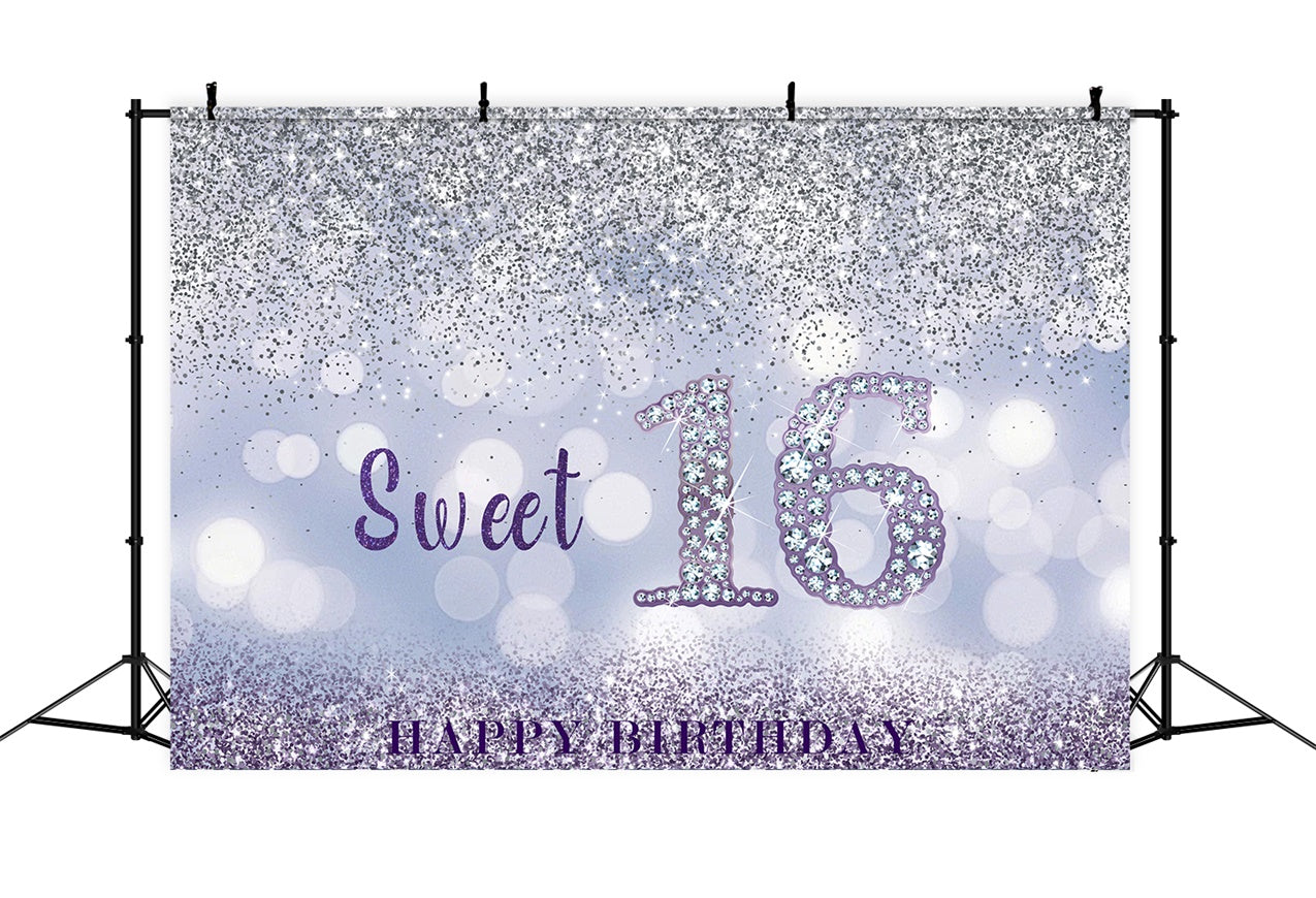 Personalized Birthday Backdrop Sweet 16 Sparkle Glitter Backdrop RR12-41