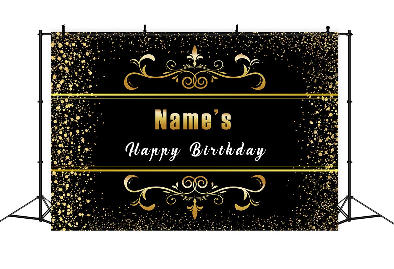 Personalized Birthday Backdrops Sophisticated Golden Sparkle Backdrop RR12-45