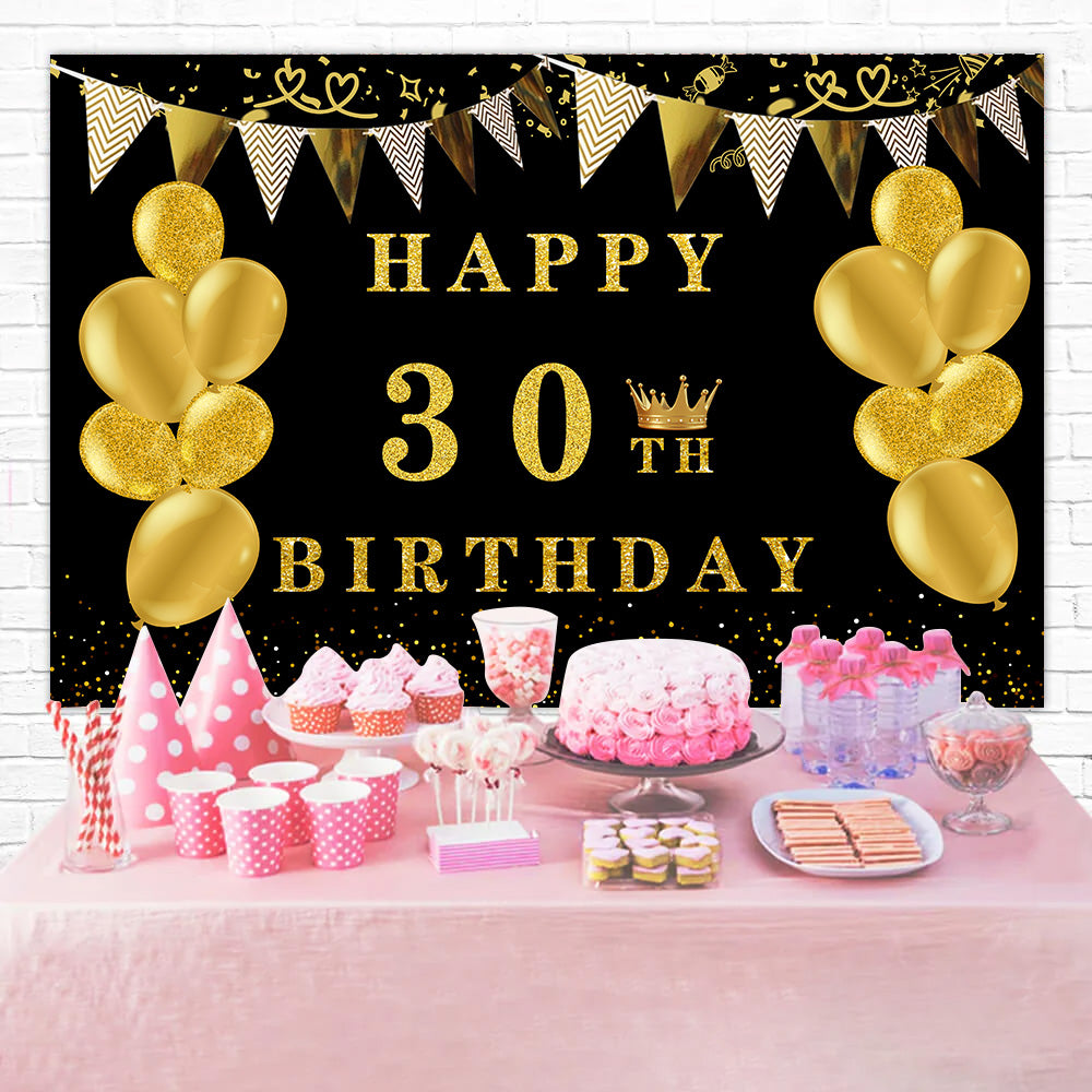 Custom Birthday Backdrops Luxury Golden Glitter Balloons Backdrop RR12-46