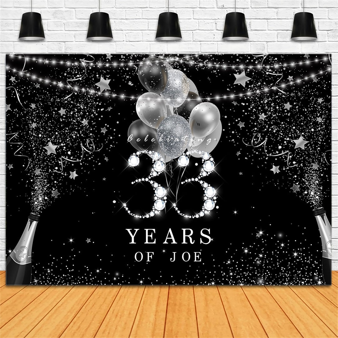 33rd Custom Birthday Backdrop Sparkling Silver Champagne Backdrop RR12-9
