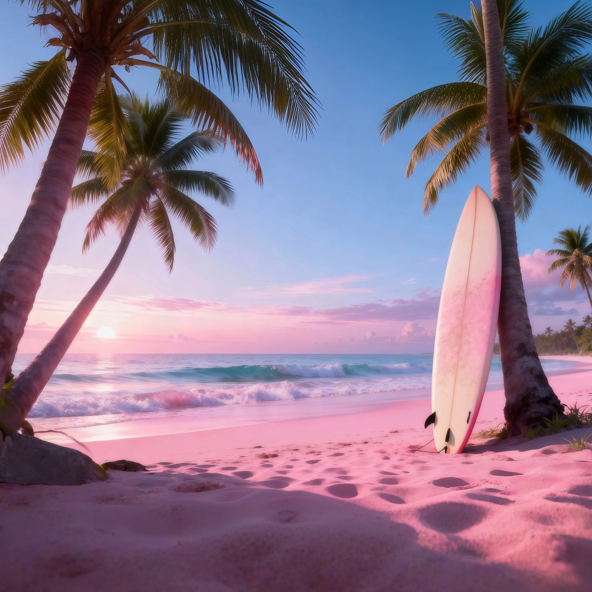Tropical Beach Backdrop Serene Surfboard Seaside Summer Photo Backdrop Ideas RR61-15