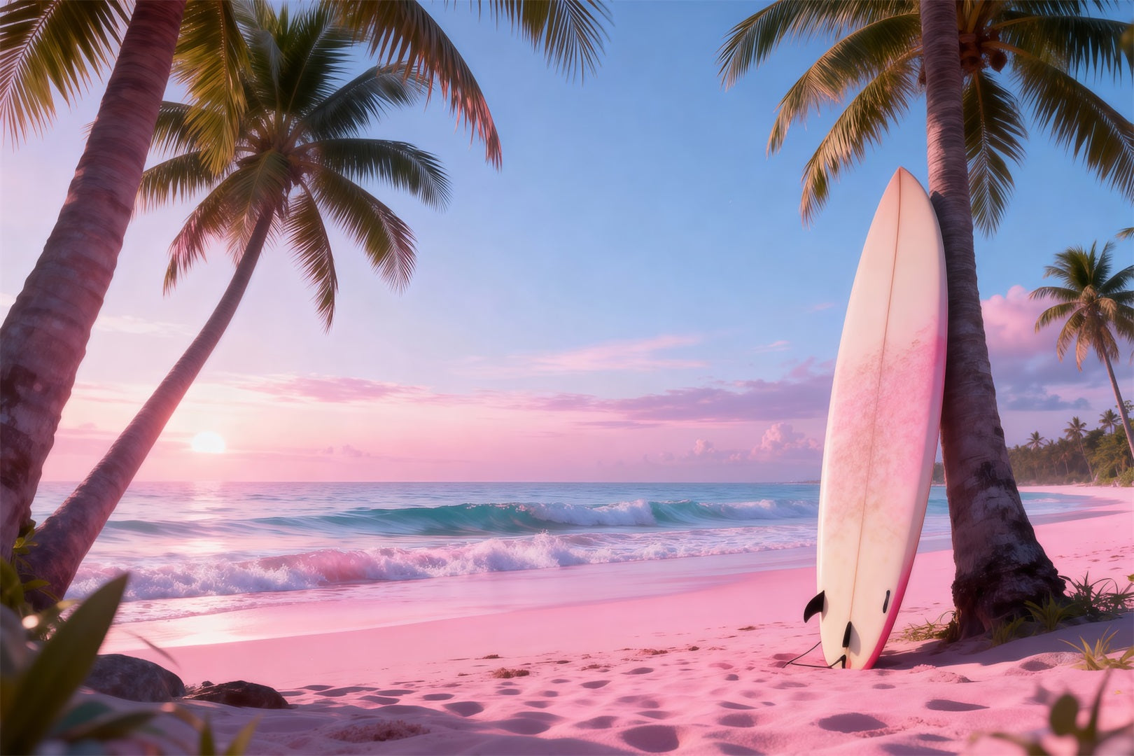 Tropical Beach Backdrop Serene Surfboard Seaside Summer Photo Backdrop Ideas RR61-15