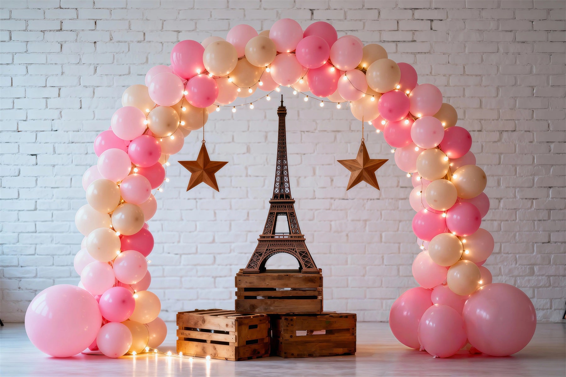 Paris Backdrops Balloon Arch Romantic Display Paris Eiffel Tower Backdrop RR61-37