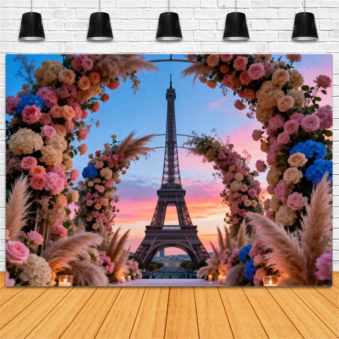 Paris Themed Backdrop Grand Floral Boho Archway Eiffel Tower Photo Backdrop RR61-56
