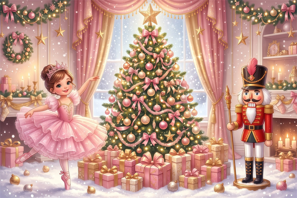 Nutcracker Land Of Sweets Backdrop Pink Ballerina Display Nutcracker Ballet Backdrops RR610-11