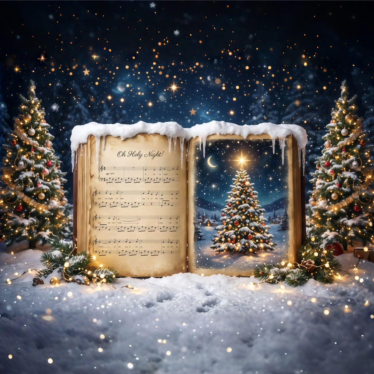 Christmas Photoshoot Backdrop Joy to the World Music a Christmas Carol Backdrop RR610-13