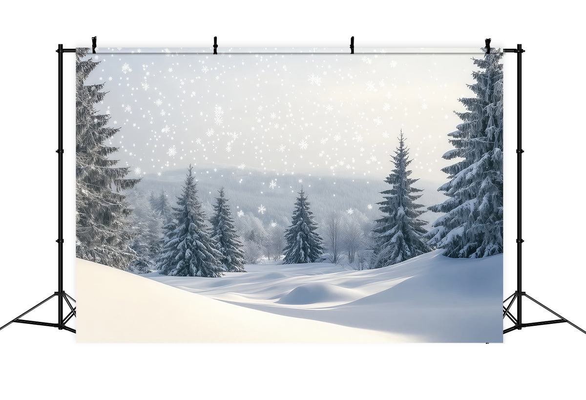 Christmas Tree Backdrops Snowy Pine Forest Hills Christmas Photoshoot Backdrops RR610-162
