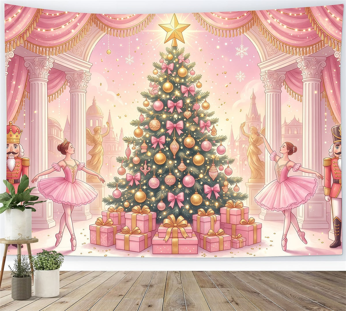 Nutcracker Photo Backdrop Pink Ballet Display Photography Backdrops Christmas RR610-164