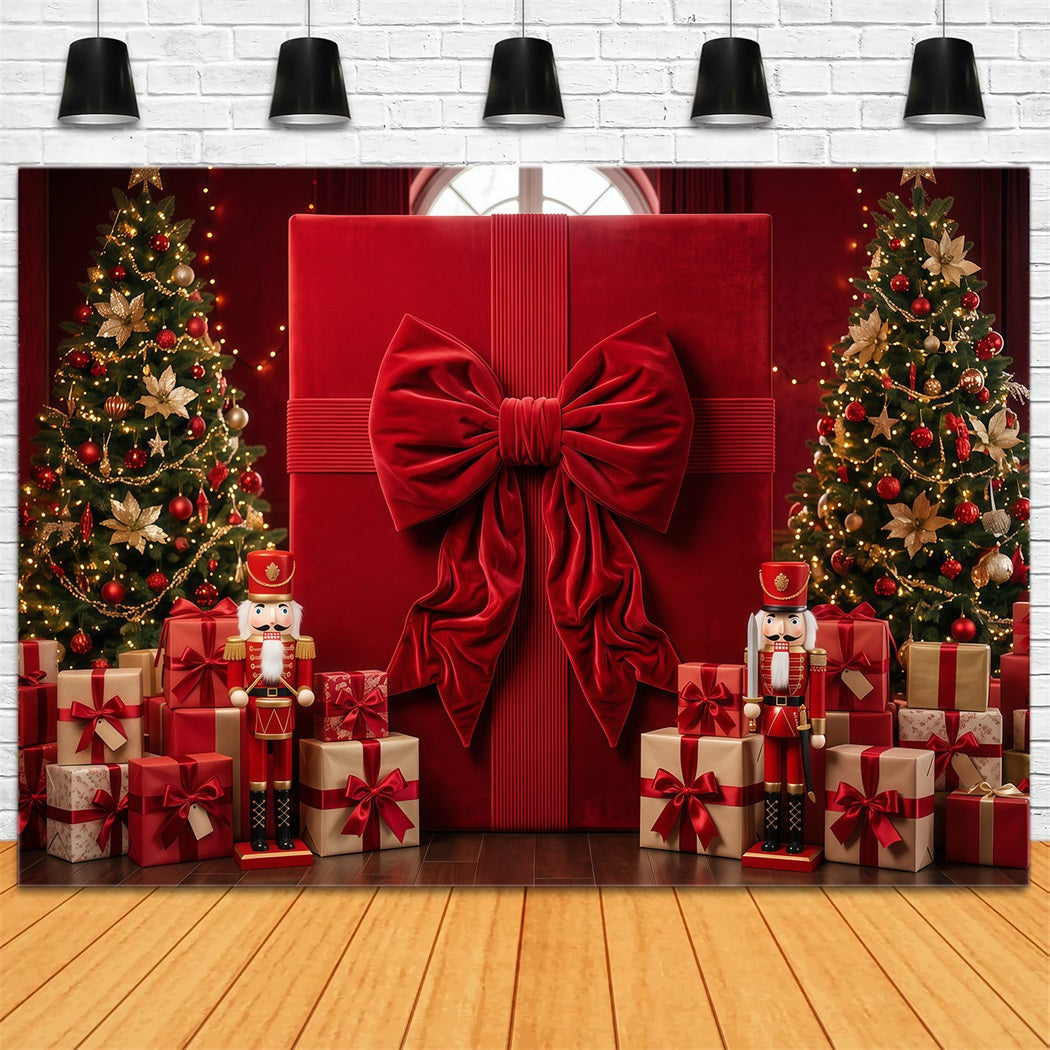 Christmas Bow Backdrop Oversized Red Gift Box Merry Christmas Photo Backdrop RR610-168