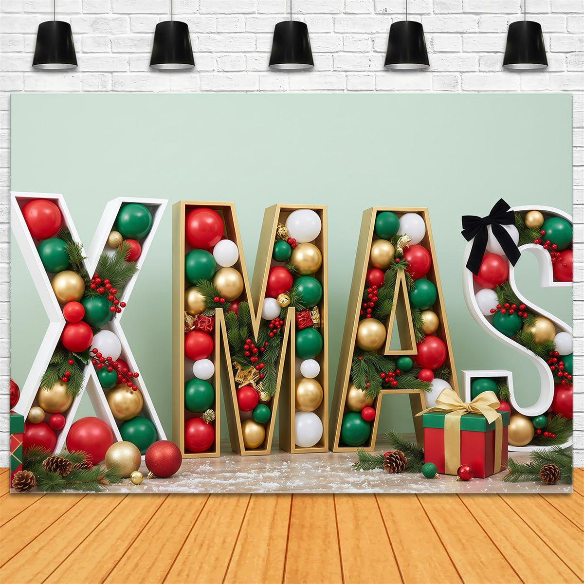 Vintage Christmas Photo Backdrop Ornament Letter Gift Display Xmas Photo Backdrops RR610-23